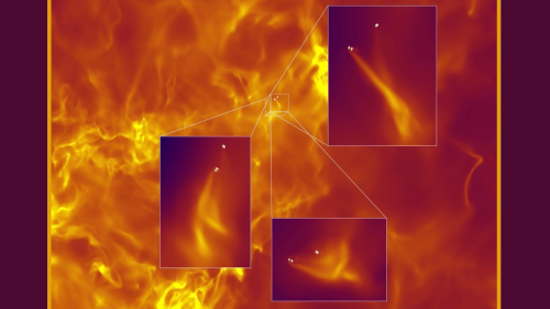 Colorized image of protoplanetary disks in gas clouds