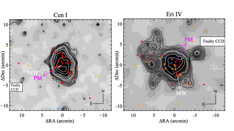 Morphologies of Cen I and Eri IV galaxies